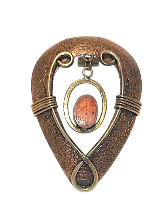Jewelry - Handmade Copper Wire-wrapped Pendant with Stone Embellishment